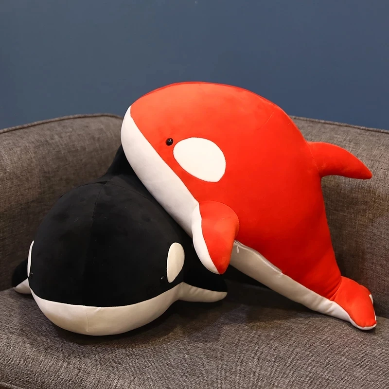 

Hot Nice 60/80cm Black And Red Shark Plush Toys Big Killer Whale Doll Orcinus Orca Stuffed Sea Animals Children Birthday Gift