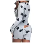 Женский пижамный комплект 4 # Open комбинезон с подтяжкой ягодиц, с принтом на пуговицах, с клапаном на пуговицах, комбинезон для взрослых, пижама-комбинезон