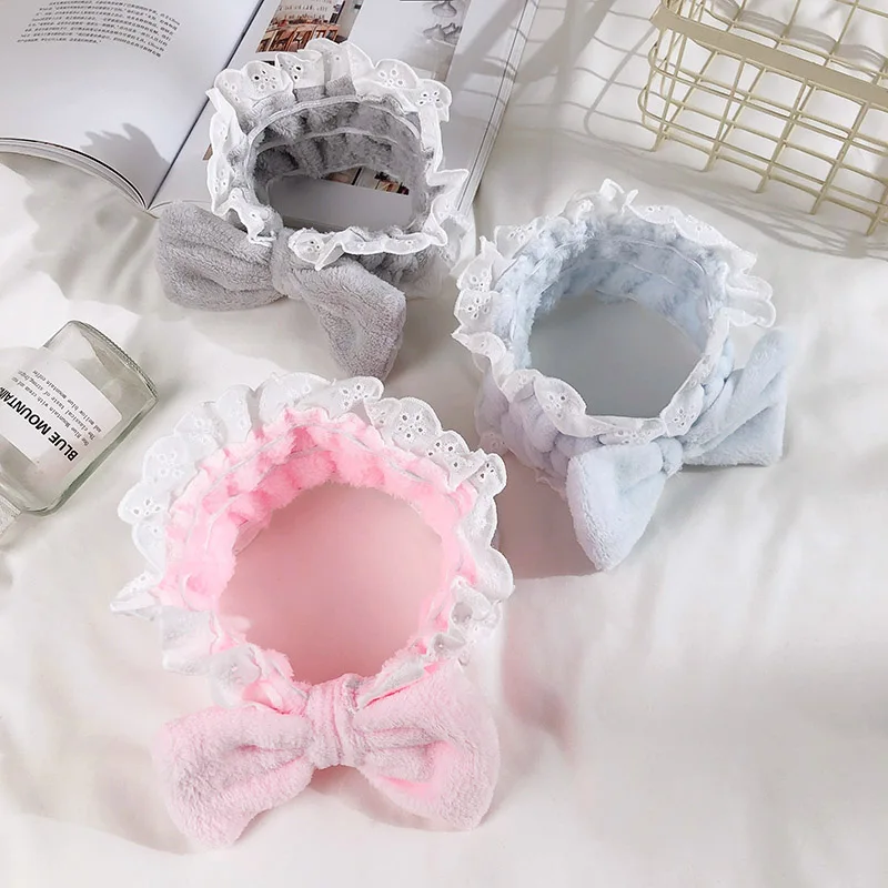 Женская флисовая повязка для волос с надписью Коралловая на голову бантом