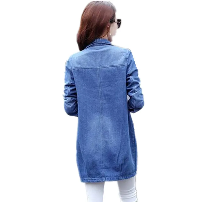 Женская джинсовая куртка средней длины повседневная Однорядная Свободная из
