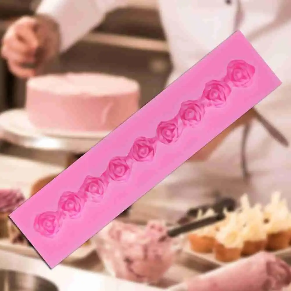 

Long Rose Silicone Cake Mold Flowers Chocolate Wedding Baking Fondant Border Mould Cake Tools Cake DIY Decorating U2B0