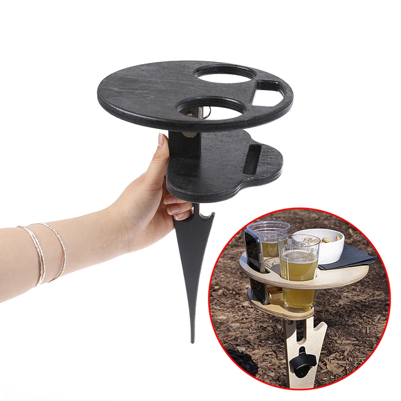 

High-quality Wooden Folding Wine Rack, Foldable Round Tabletop Mini Picnic Table Outdoor Wine Table Easy To Carry