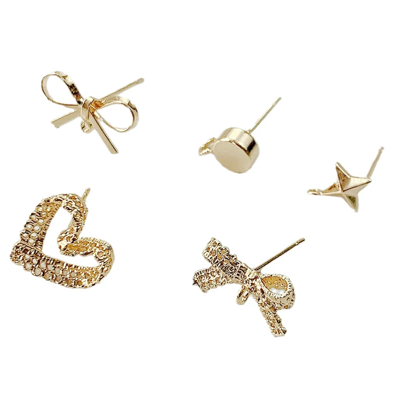 

Color 18K gold bow earrings earrings earrings material bag DIY handmade Pendant Earrings accessories