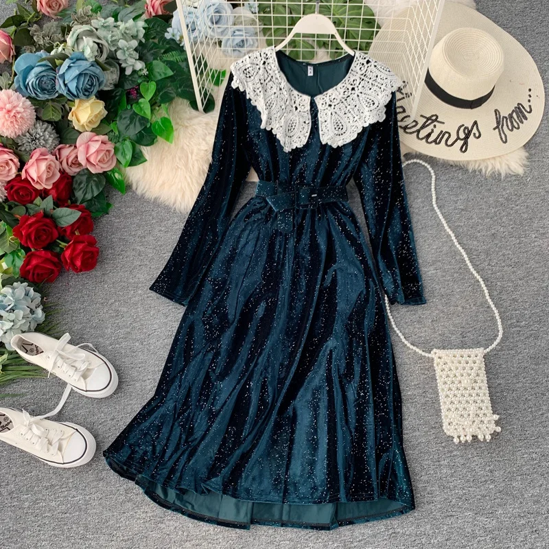 2019 новые модные женские платья винтажные французские Питер Пэн воротник