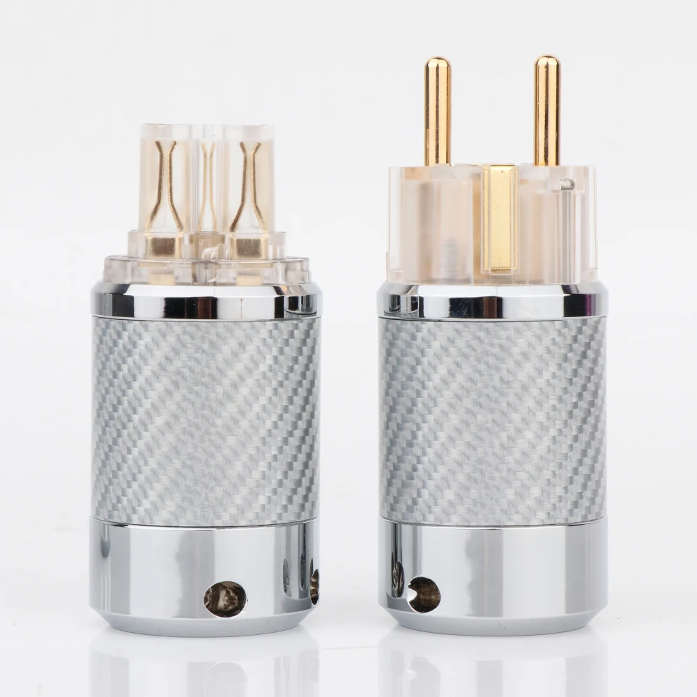 Пара WCF4 TEG углеродного волокна Позолоченные ЕС штепсель Мощность разъем + IEC hi fi