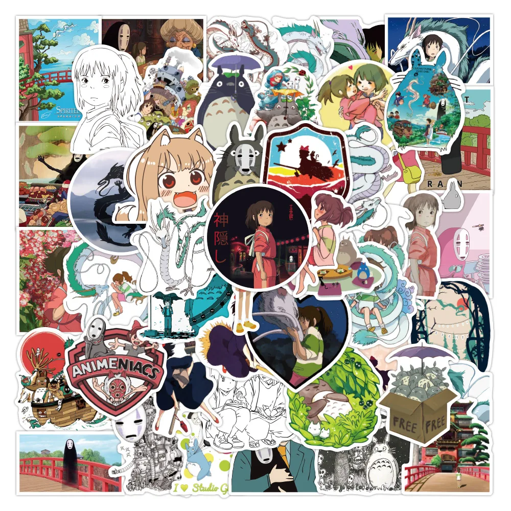 

Anime Ghibli Totoro Spirited Away Stickers Hayao Miyazaki Princess Mononoke KiKi Asthetic Manga Cartoon Kawaii Laptop Sticker