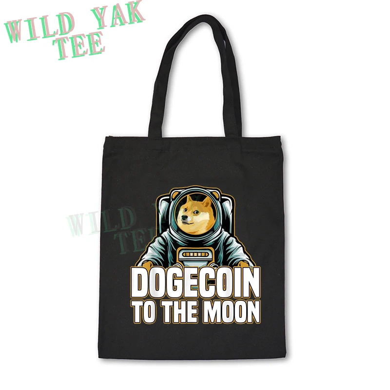 

Dogecoin To The Moon сумки через плечо Повседневная сумка для покупок для девочек Женская Холщовая Сумка