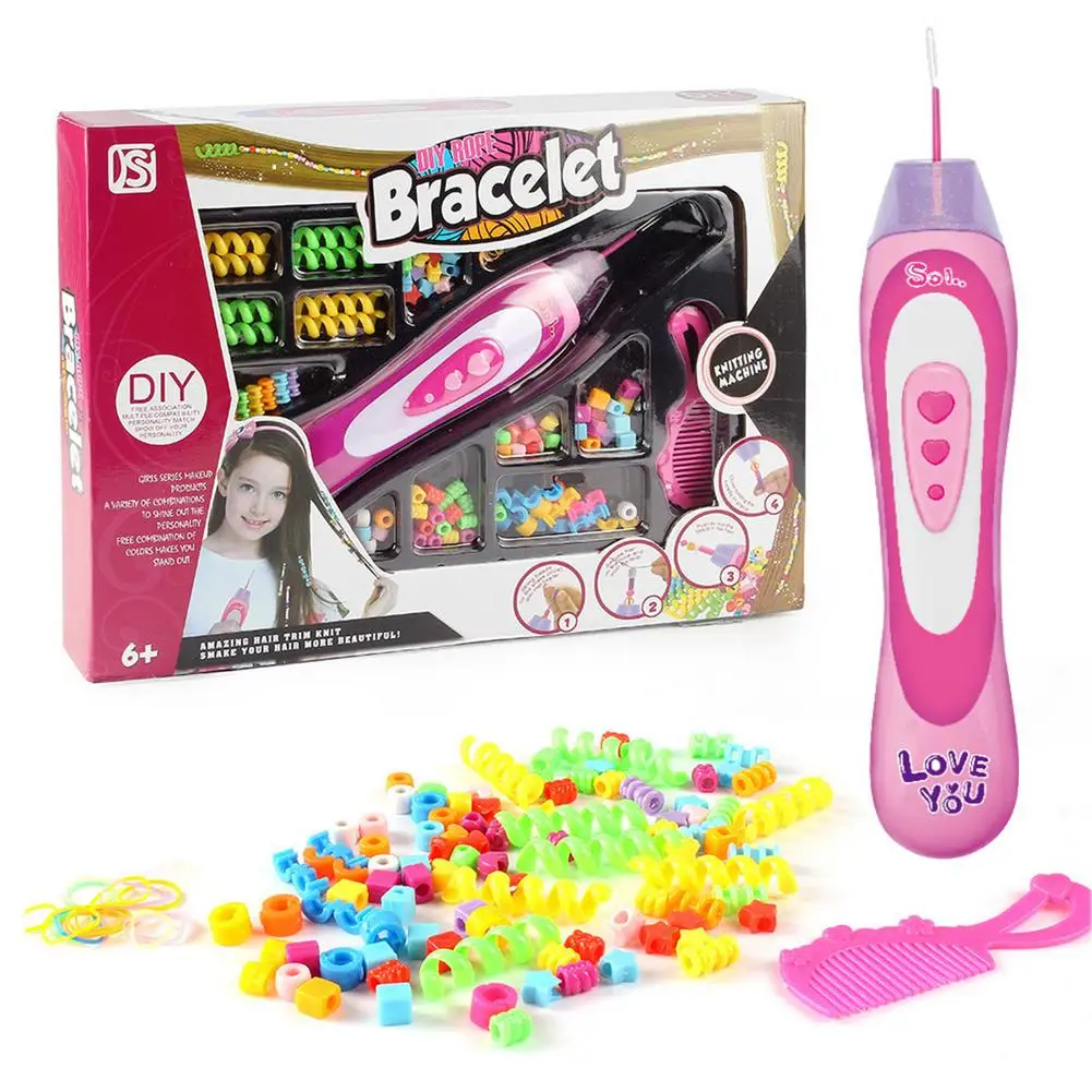 

DIY Hairstyle Design Hair Braiding Automatic Device Colorful Rope Bracelet Makeup Easy Braids Playset Little Girls Pretend Toy