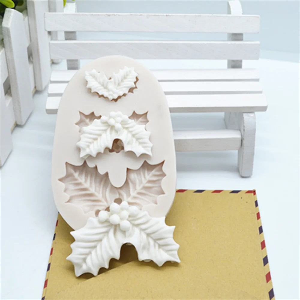 Luyou 1 шт. силиконовая резина прессформы листья Рождественского дерева Fondant