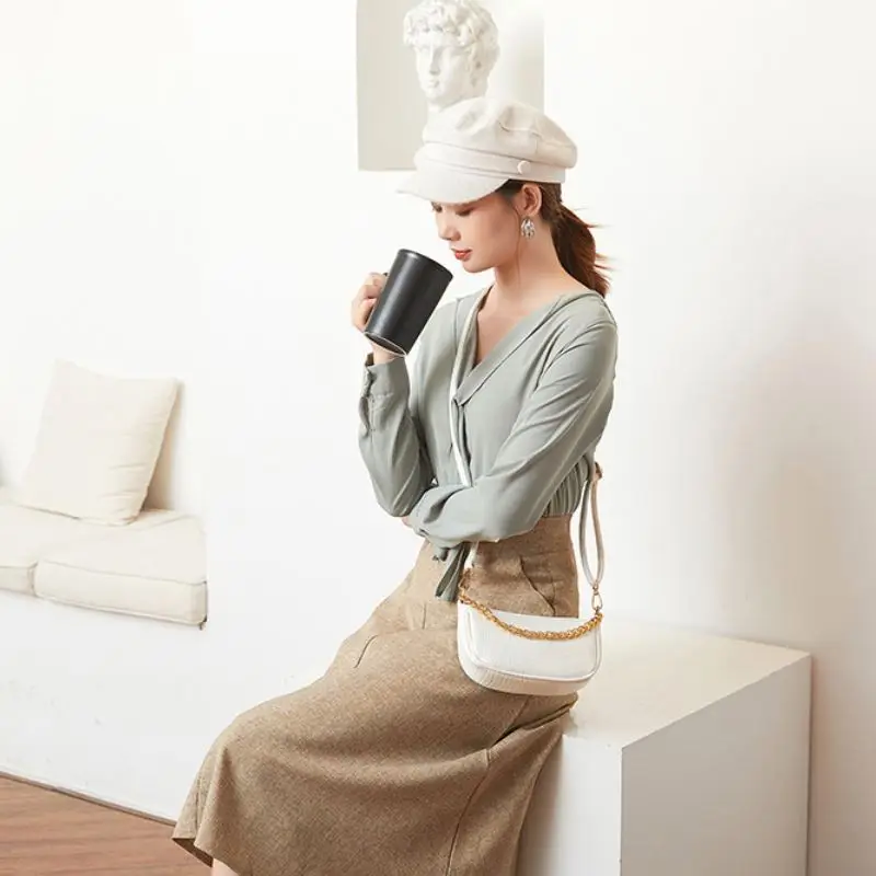 

Coolcept Aliigator Patten Chain Shoulder Handbag Pu Leather New Armpit Bag For Women Populor Fashion Ladies Square Bag