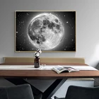 Картина маслом на холсте черно-белая луна, постер, настенное искусство, абстрактные строительные картины для гостиной, домашний декор