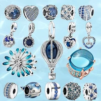genuine 925 blue ocean series bead charm beads suitable for original pandora bracelet ladies diy jewelry