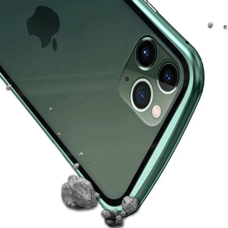 Броня металлическая рамка Магнитный чехол для iPhone 11 Pro Max чехол двойное закаленное стекло полное покрытие для iPhone 11 Pro Max Funda