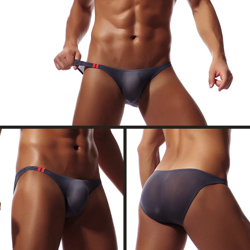 Мужские трусы брифы из ледяного шелка с низкой посадкой| |