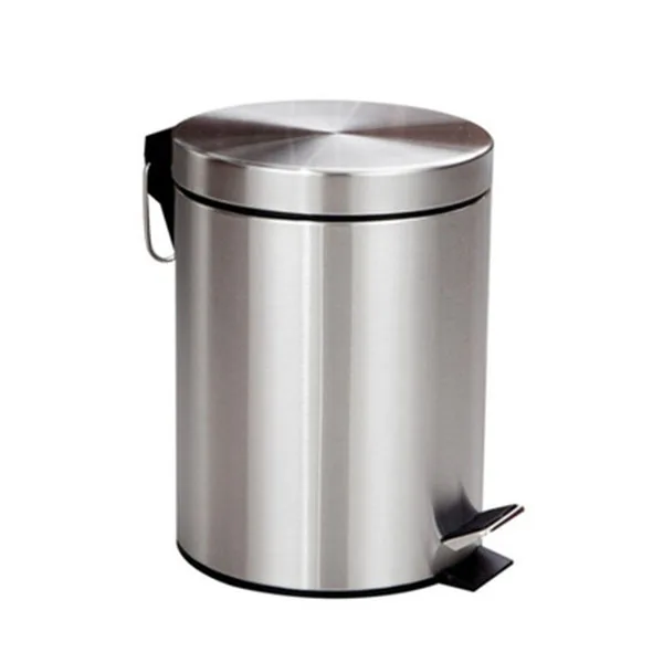 

Stainless Steel Trash Can Bathroom Kitchen Living Room Office 5L Garbage Dust Bin Storage Bucket Storage Box Waste Bin