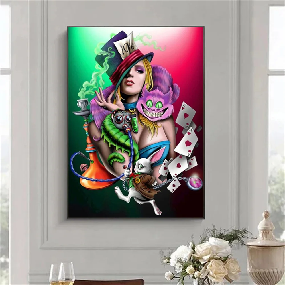 

Magic Woman and Animals Art Posters and Picture Colorful Canvas Paintings Wall art For Kid's Room Modern Home Decor Picture