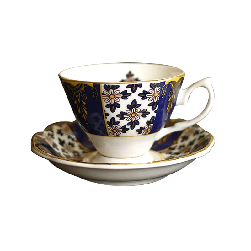 

English Palace Style Bone China Coffee Cup And Saucer Luxury Afternoon Tea Porcelain Tea Cups Mug Dessert Plate Party Drinkware