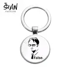 Азиатских новинки жаркой ТВ показать брелок для офисных ключей Дуайт Шрут художественная фотография Стекло кабошон кулон брелок для ключей из вентиляторы собирать