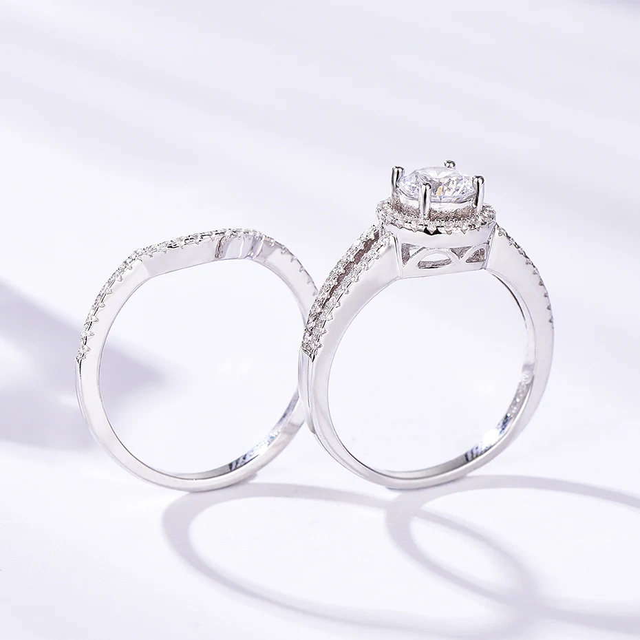 Kuolit 0.8ct Sona бриллианты кольца для женщин 925 пробы Серебряное кольцо круглая огранка камень обручение невесты подарки ювелирные украшения