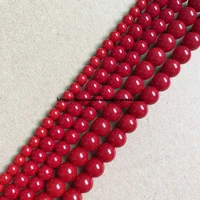 smooth red coral color glass round loose beads 15 strand 6 8 10 12mm pick size for jewelry making diy