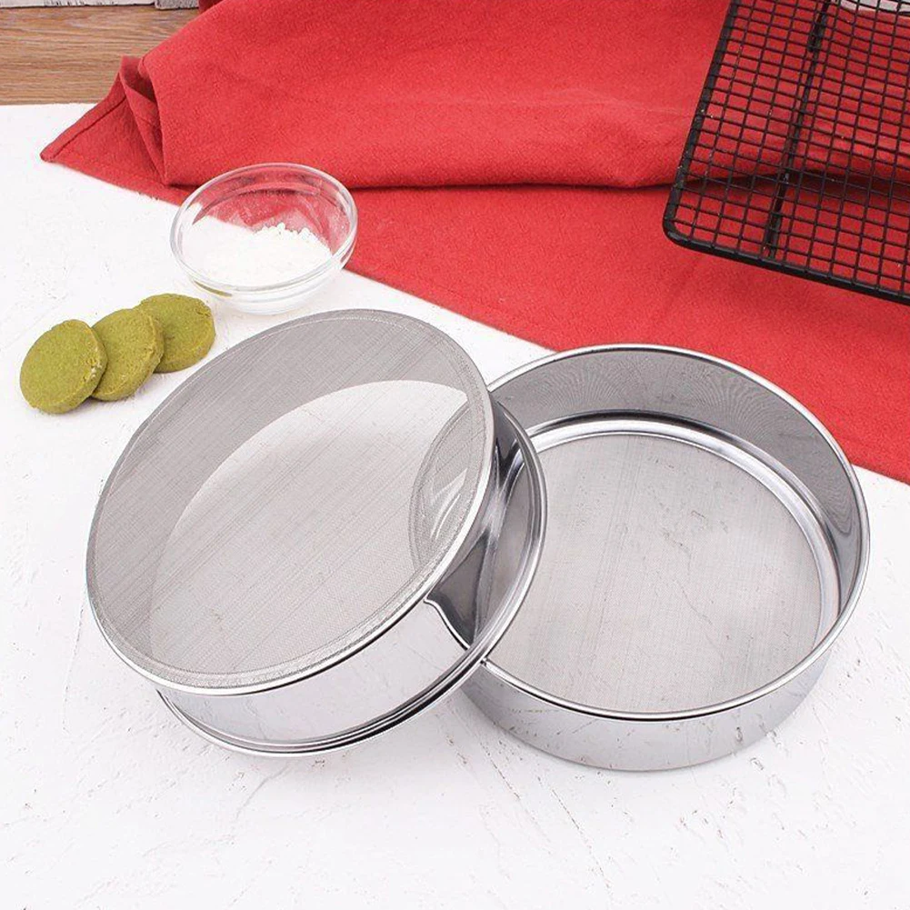 

Flour Sieve 304 Stainless Steel Flour Sifter Baking Strainer Net Powder Sifter Kitchen Food Bean Fine Mesh Lab Powder Filter