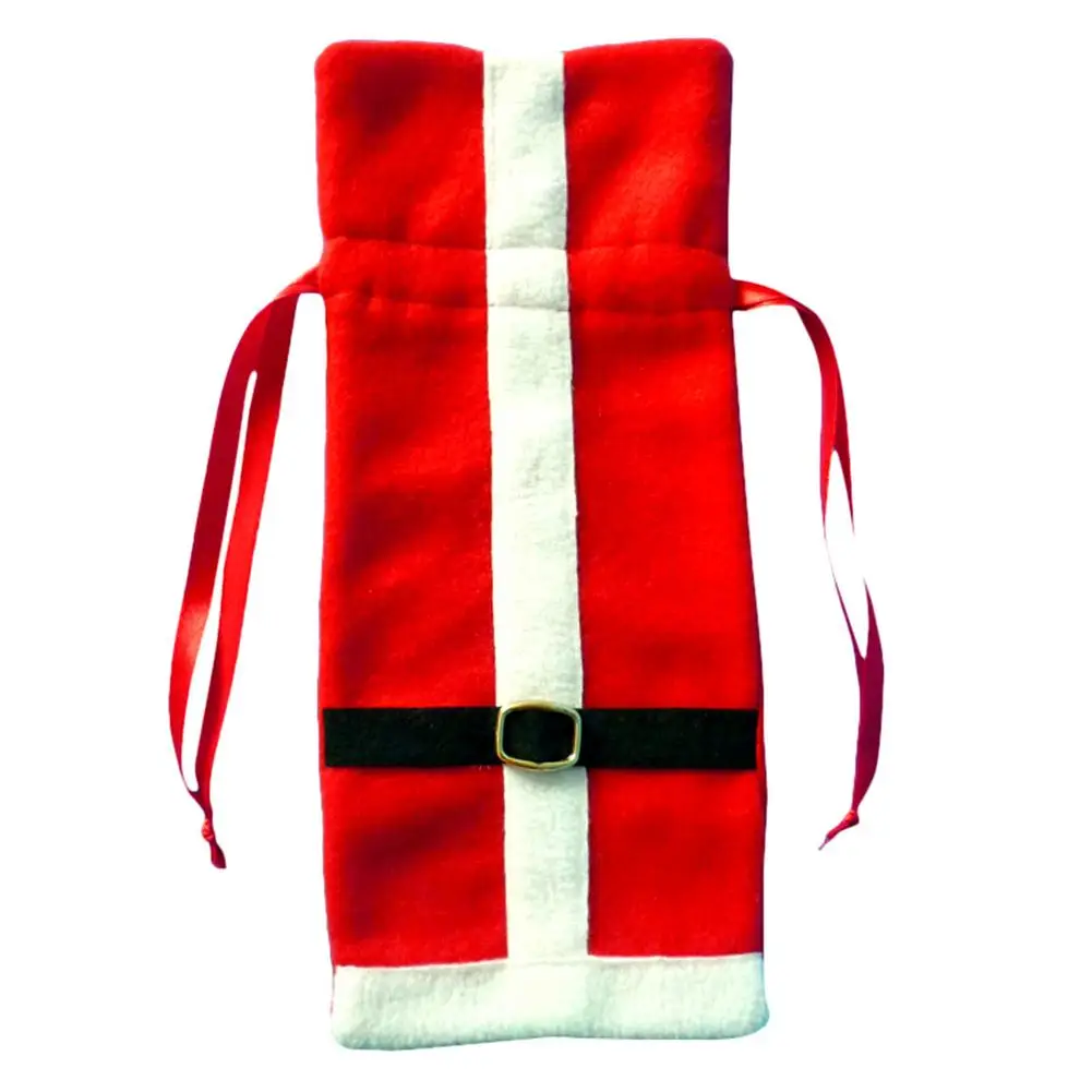 Рождественские мешки крышки бутылки вина упаковка с утолщённой меховой опушкой