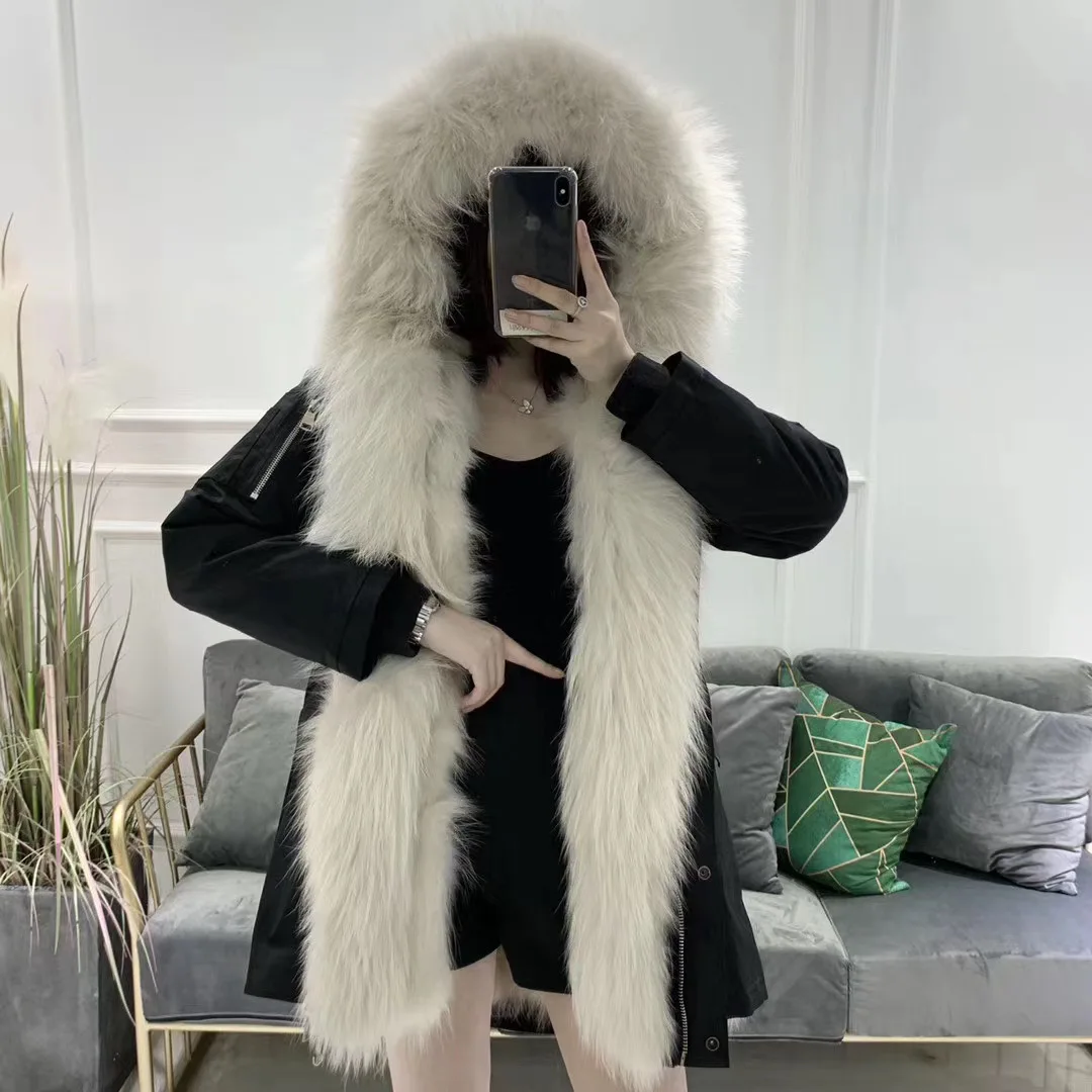 Женская парка со съемной подкладкой OFTBUY куртка из натурального Лисьего меха с