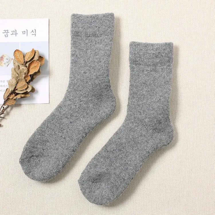 3 light gray Новые плотные махровые носки из шерсти кролика Женские однотонные теплые забавные зимние носки skarpetki calcetines mujer - Цвет: 3 light gray