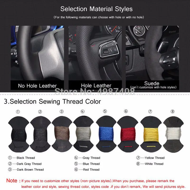 

Black Genuine Leather Suede Hand-stitched Car Steering Wheel Cover for Citroen C5 2008-2017