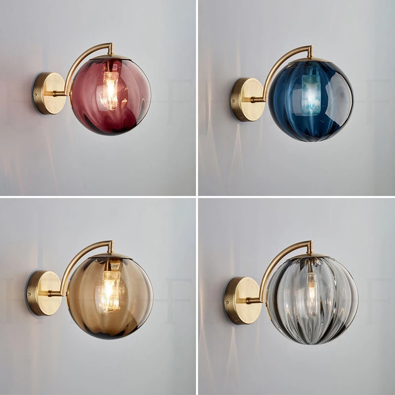 

Modern Glass Ball LED Wall Lights American Minimalist Bedroom Bedside Lamp Nordic Designer Hotel Aisle Staircase Decor Wall Lamp