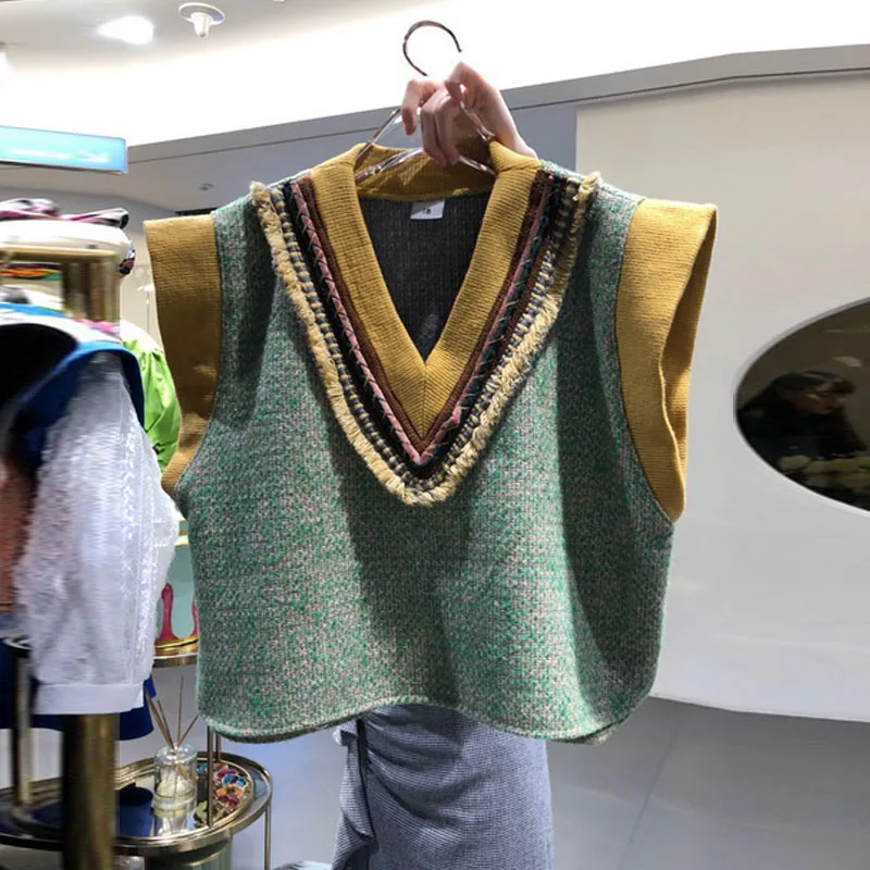 

Women's Slim Short Sweater Vests Korea's Autumn 2020 New Duffle V-neck Sleeveless Waistcoat Knitted Vest