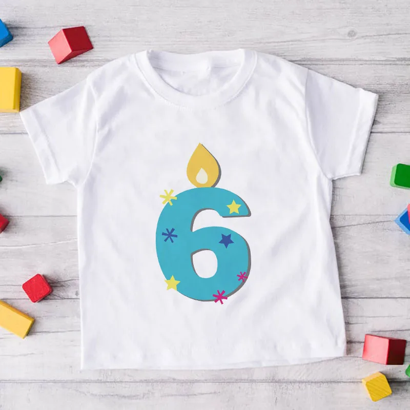 Camiseta de 0 a 9 a&ntilde;os para ni&ntilde;os, ropa de fiesta de cumplea&ntilde;os, camisetas de verano-5