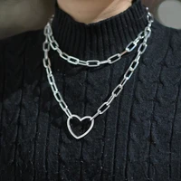 big heart long chain choker collar necklace harajuku punk choker women girls emo kawaii necklace jewelry hip hop accessories