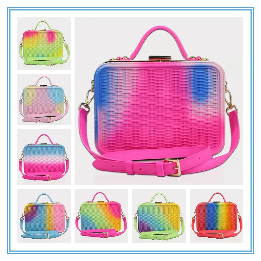 Женские сумки 10 карамельных цветов радужные на плечо женские мессенджеры из ПВХ