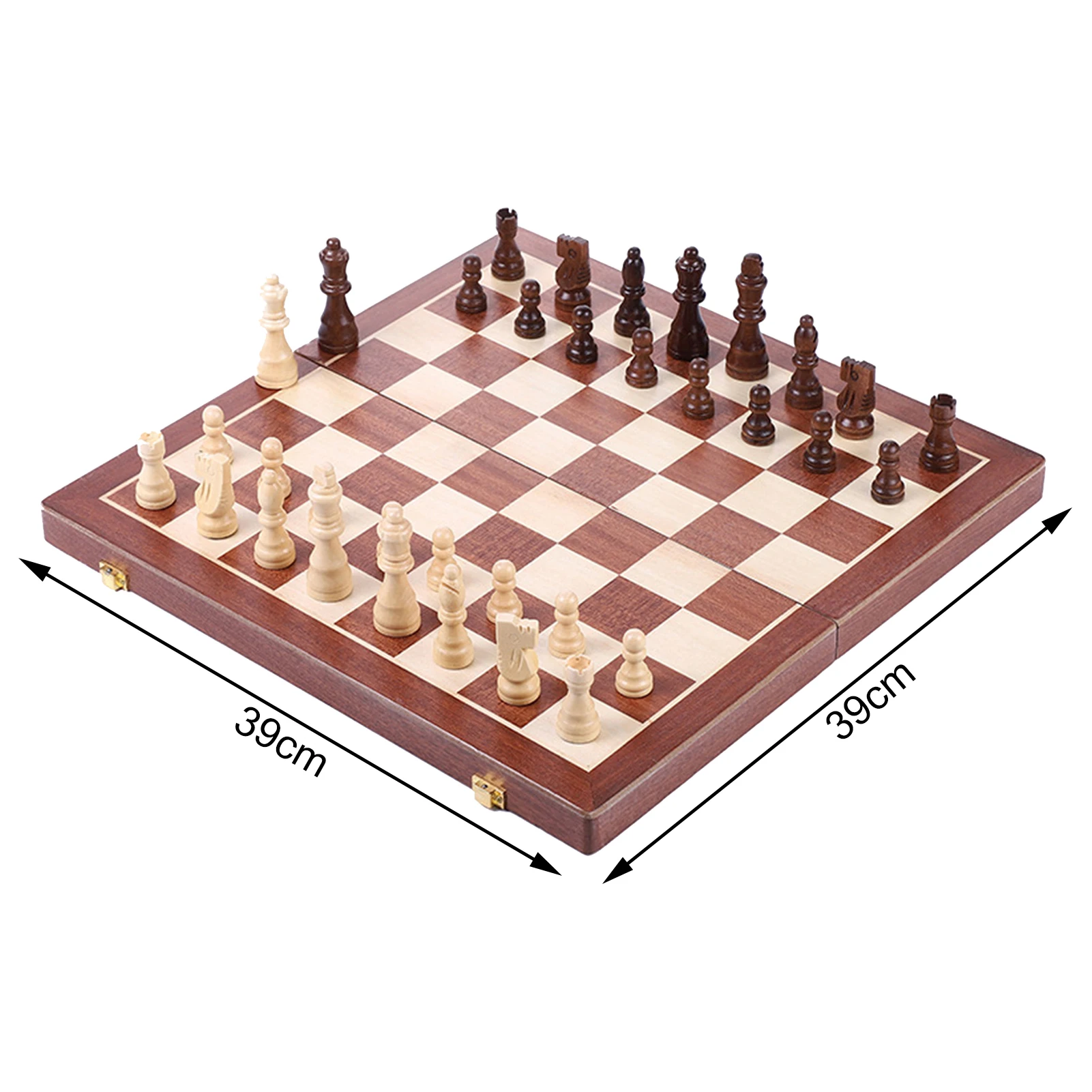 

2 In 1 Wooden Chess 15 Inches Folding Classic International Chess Set Family For Board Game Child Early Education Toys
