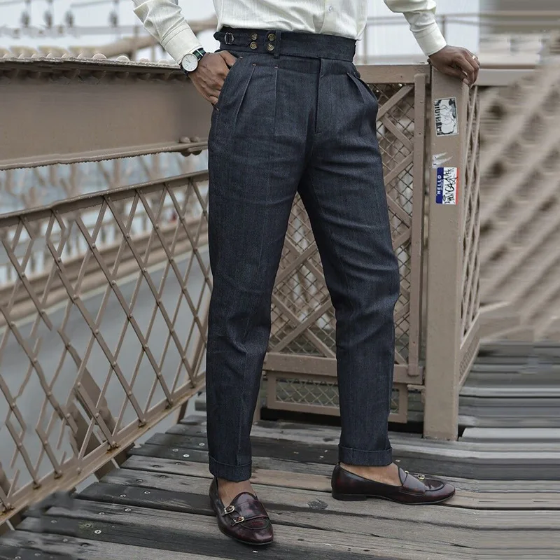 Черные брюки для мужчин повседневные облегающие деловые Стрейчевые одежда