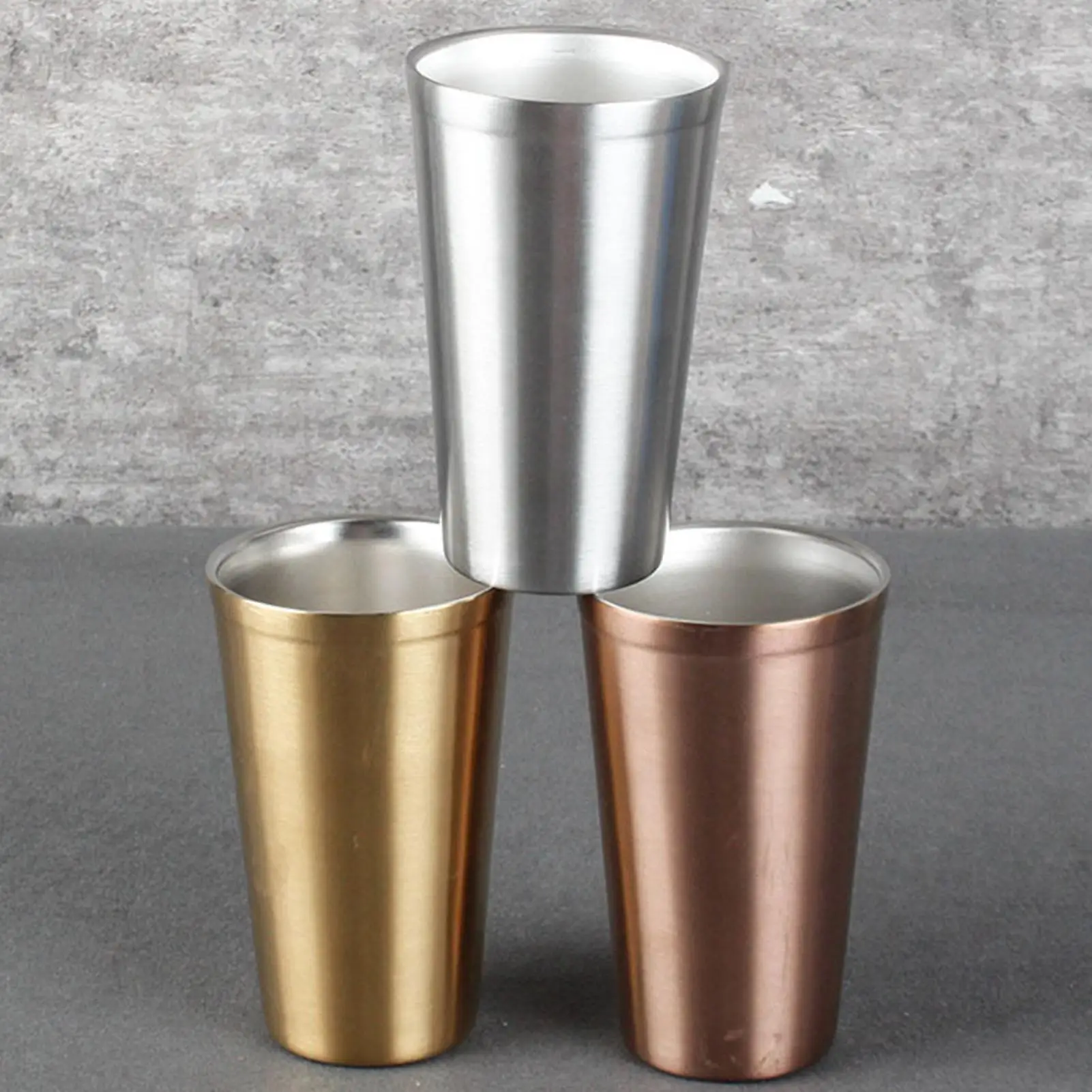 

480ML 304 Stainless Steel Double-Layer Anti-Fall Drink Cup Beer Glass Water Mug