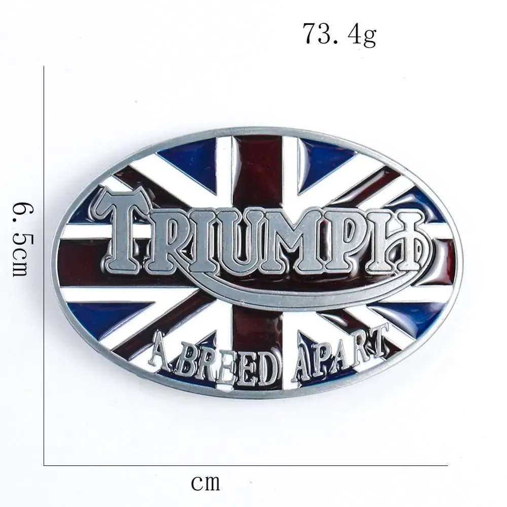 

UK Flag Triumph Motor Cowboy Hot Sale Belt Buckle With Pewter Finish Suitable For 4cm Width Belt