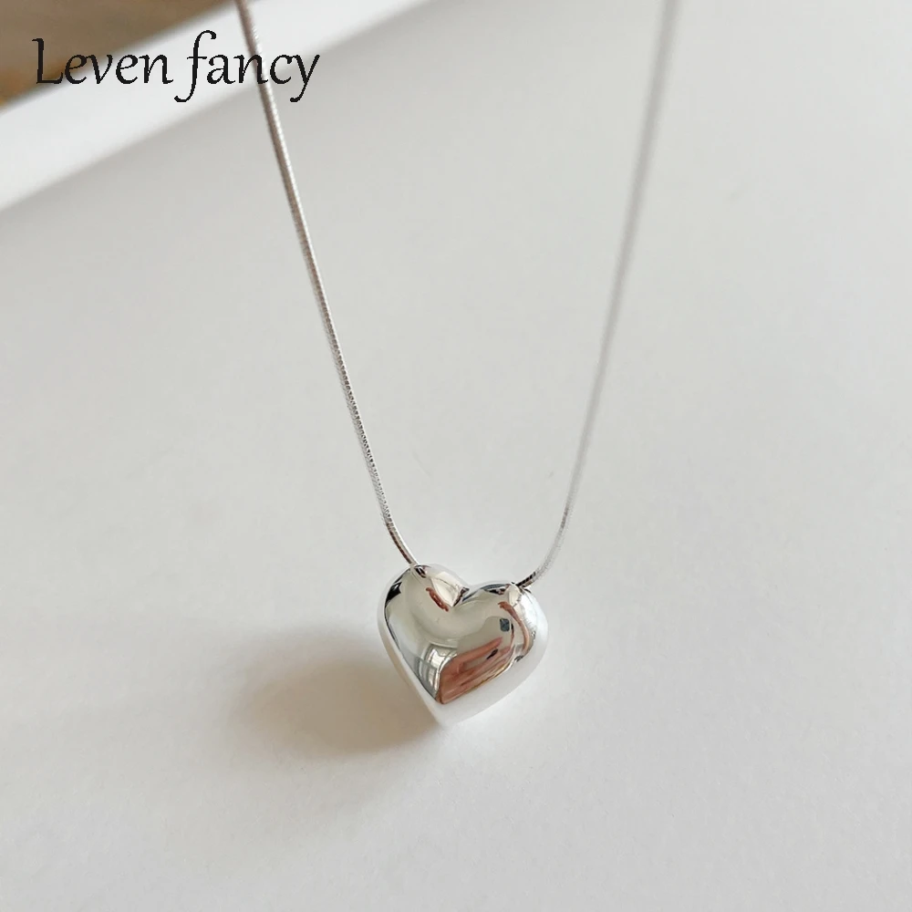 

925 Sterling Silver Snake Bone Chain Choker Puff Heart Pendant Necklace for Women Girls Punk Jewelry Wedding Gift for Girlfriend