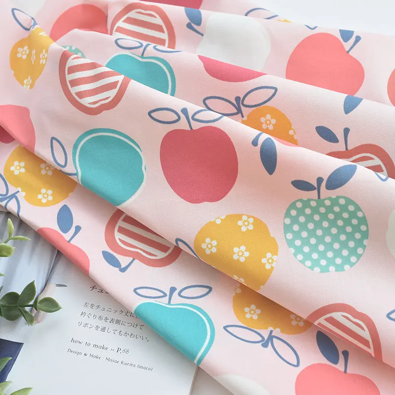 

142x50cm/pcs Cotton fabric cartoon style big apple fabric dress skirt children's shirt dress handmade DIY