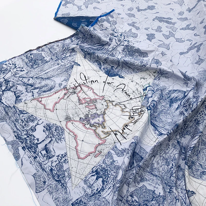 

Autumn Winter Rfive-pointed Star Jacquard Brocade Fabric French Fashion Brand Coat Guard Clothes Cloth Fabrics for Dress Meter