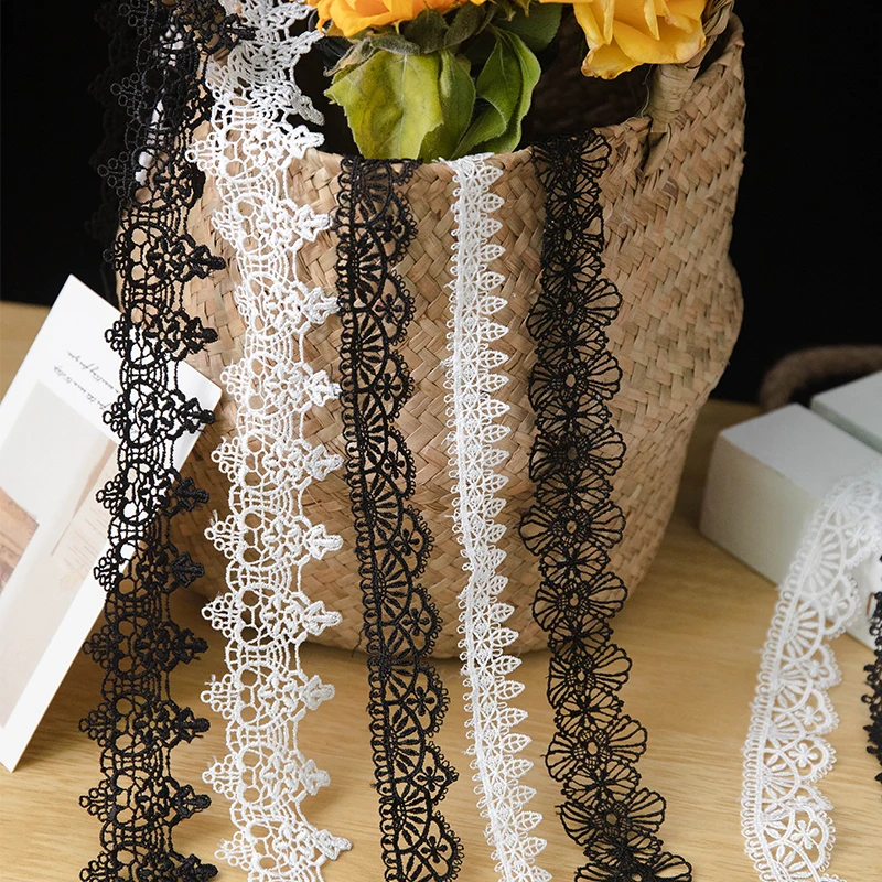 

Lace Ribbon Tape Black White For Needlework Dress Curtain Home Decorative Sewing Accessories DIY Crafts Trim African Lace Fabric