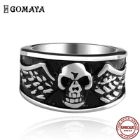 goamya 316l stainless steel rings skull gothic rock punk vintage men%e2%80%99s ring titanium personality party fashion jewelry gift