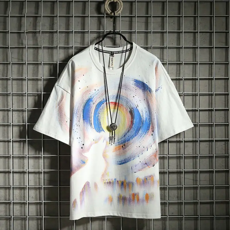 

Summer Short Sleeve T-shirt Men's Fashion Brand Loose Hip Hop Trend Men's Personality Men's Wear Korean Version Versatile Boys