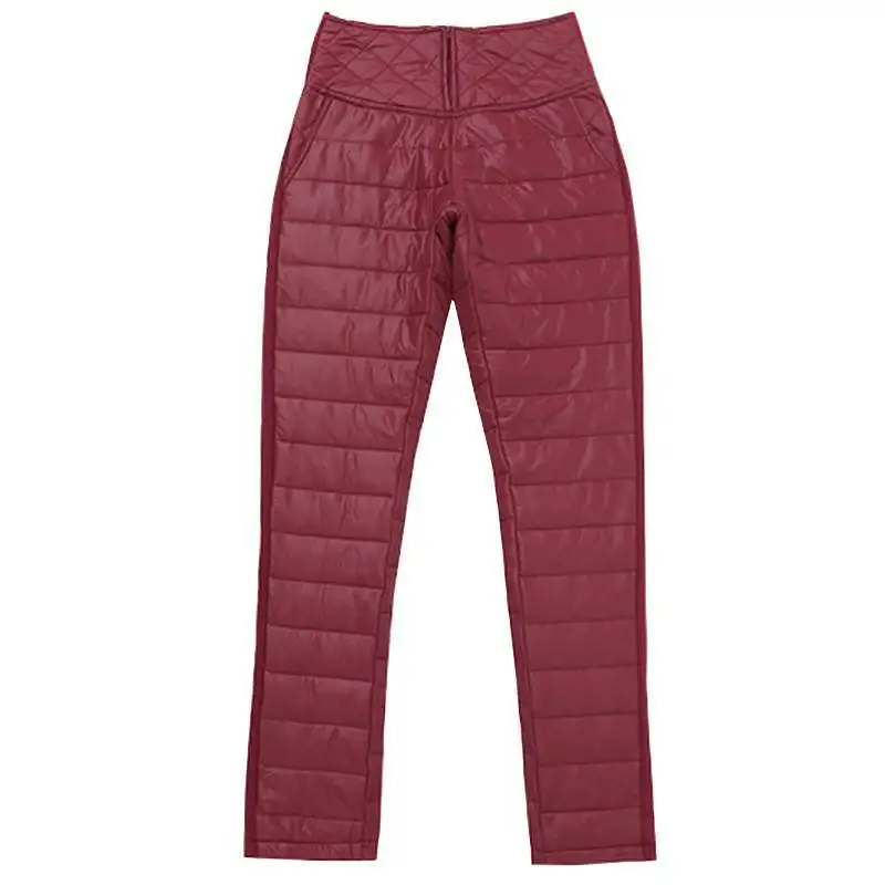 

Winter Down Leggings For Girls Autumn High Waist Warm Double-Sided Black Lady Outer Wear Large Size Slim Pencil Pants