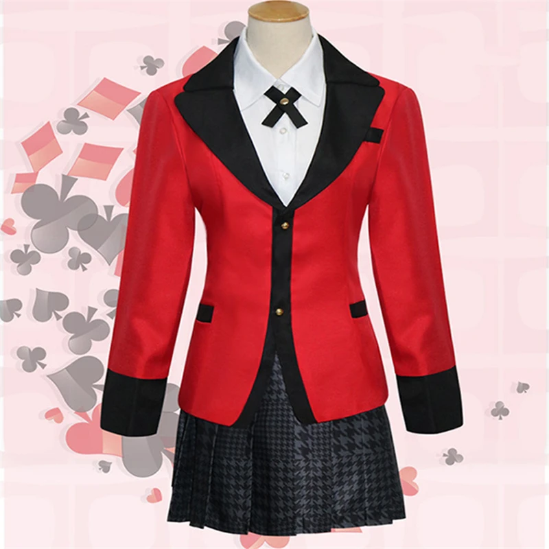 New anime kakegurui cartoon student Jabami Yumeko cosplay costumes jacket skirt gift socks girl uniform full Halloween costume |