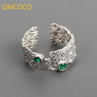 qmcoco silver color new simple design bump matte rings zircon opening adjustable handmade ring fashion fine jewelry