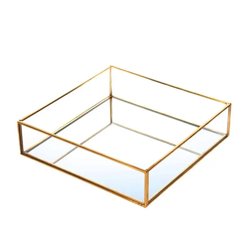 Золото зеркало ювелирные изделия лоток поднос для парфюмерии косметическое