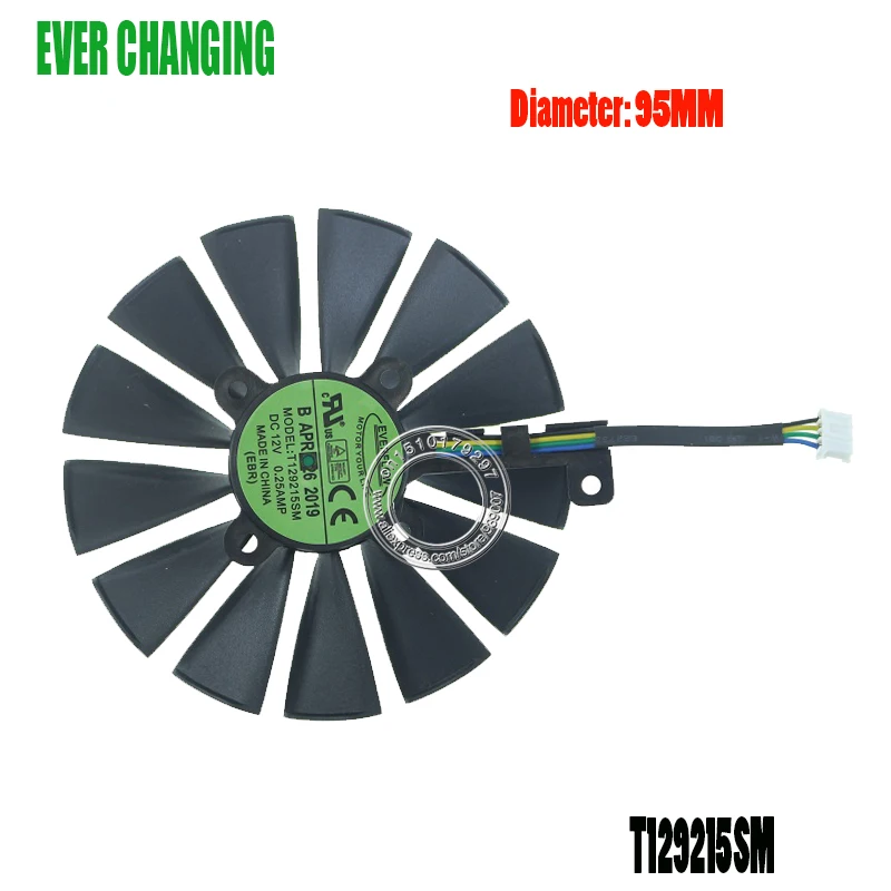 95MM T129215SM 0.25AMP Graphics / Video Card Cooler Fan FOR ASUS DUAL RX580 O8G Cooling |