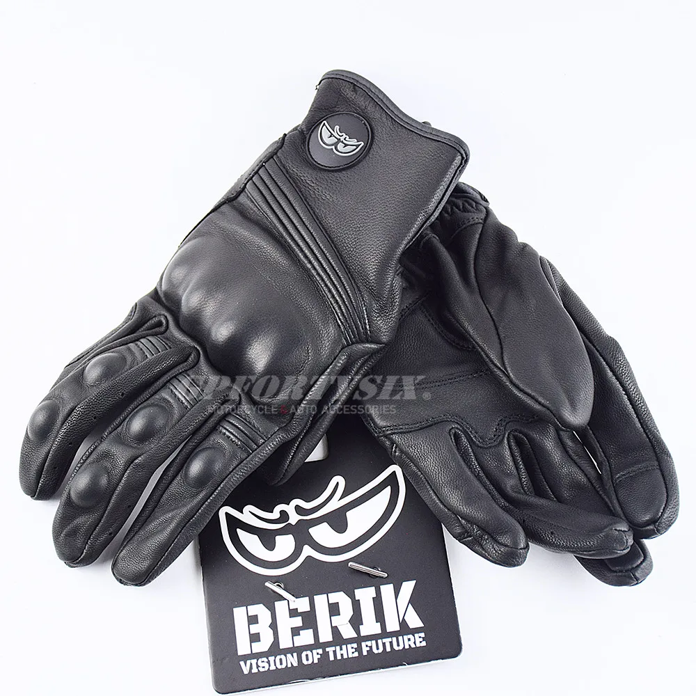 Винтажные Мотоциклетные Перчатки BERIK из натуральной кожи черные мужские
